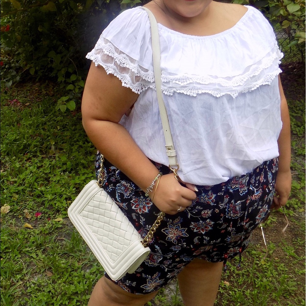 Gold and White F21 Vintage Crossbody Bag